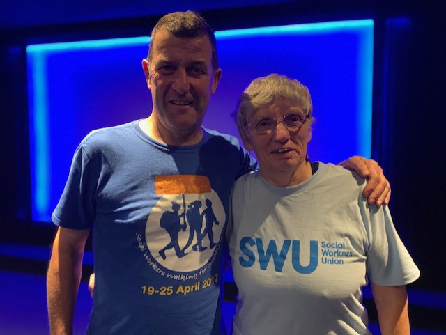 Guy Shennan (SWU Member) and Angi Naylor (SWU Vice Chair) at the preview showing of The Old Oak film on August 15th, 2023.